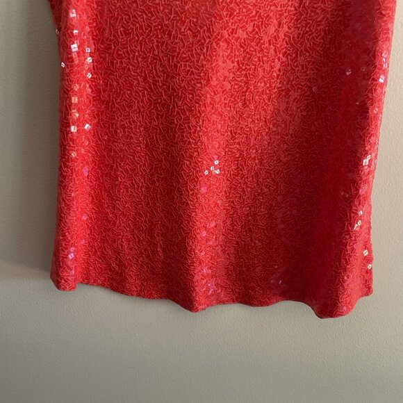 Garnet Hill Women SZ L Orange Coral Sequin Front Think Strap Shell Tank Top - Picture 2 of 8